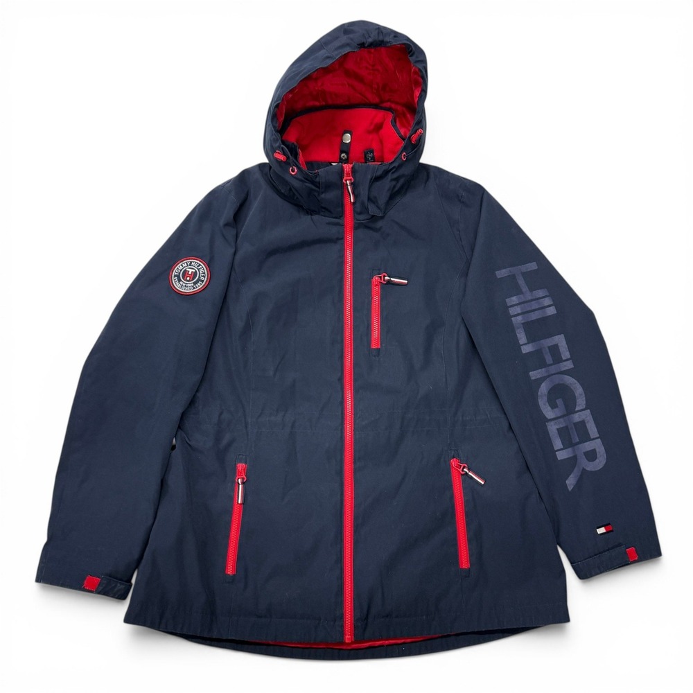 Tommy Hilfiger Mens 3-in-1 All Weather System Jacket Navy Blue Red Large Shell